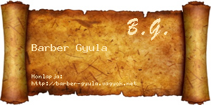 Barber Gyula névjegykártya
